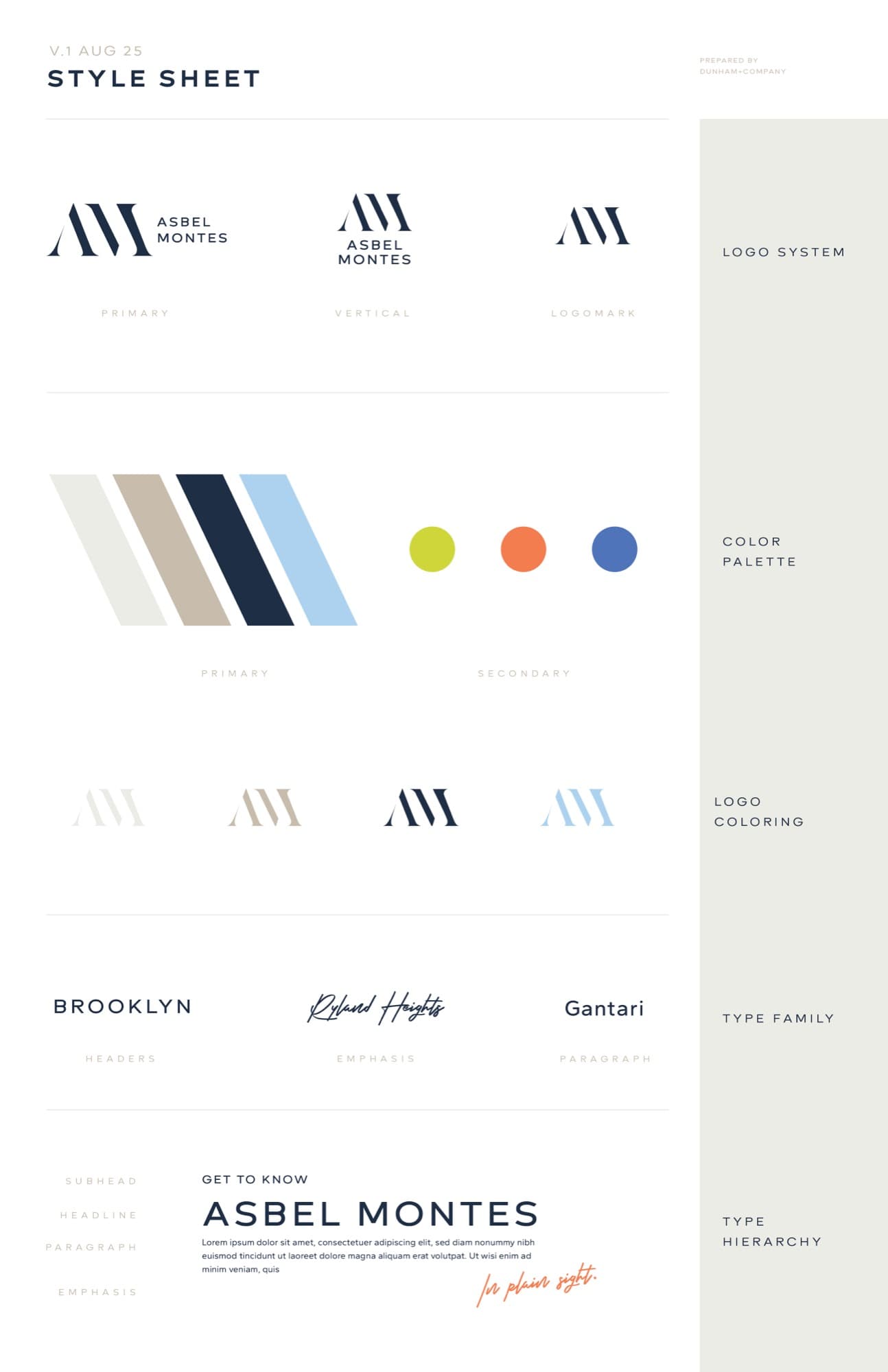 Dunham & Co. website program brand style sheet